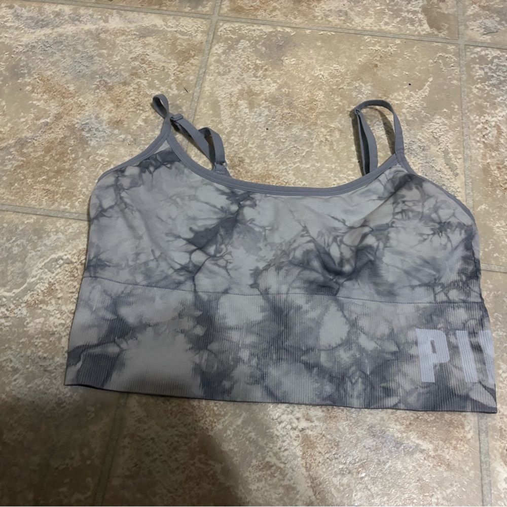 Gray Tie-Dye Sports Bra